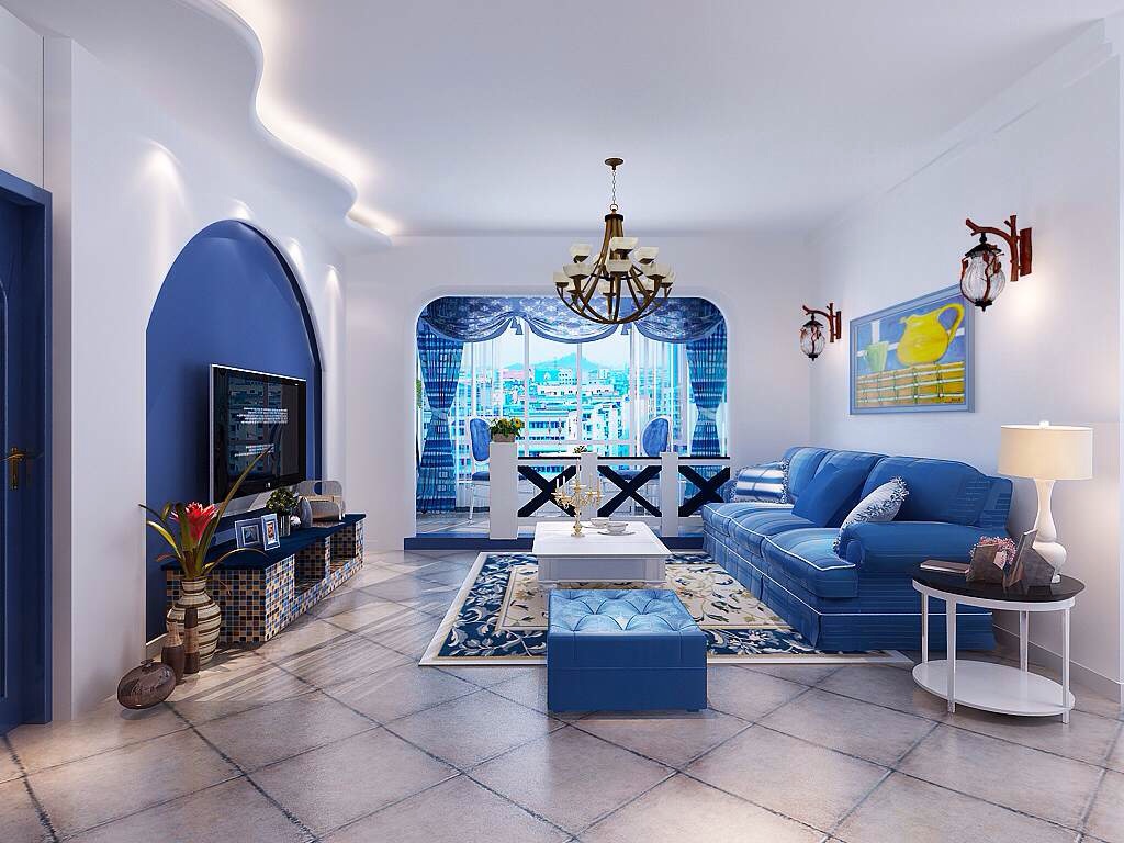 地中海风格装修在家具设计上大量采用宽松,舒适的家具来体现地中海