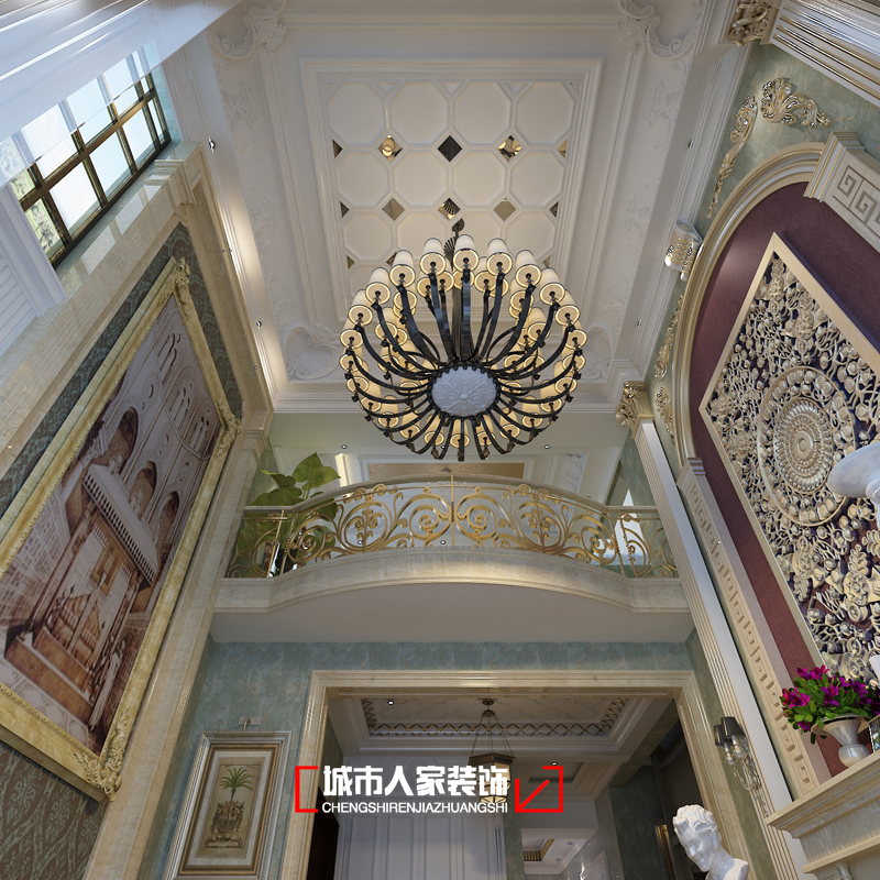 欧式 别墅 客厅图片来自石家庄装修装饰设计公司在原河名墅430平米欧式风格的分享