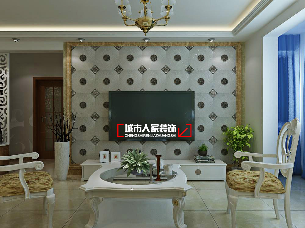 欧式 三居 客厅图片来自石家庄装修装饰设计公司在紫晶悦城5号楼123平简欧风格的分享