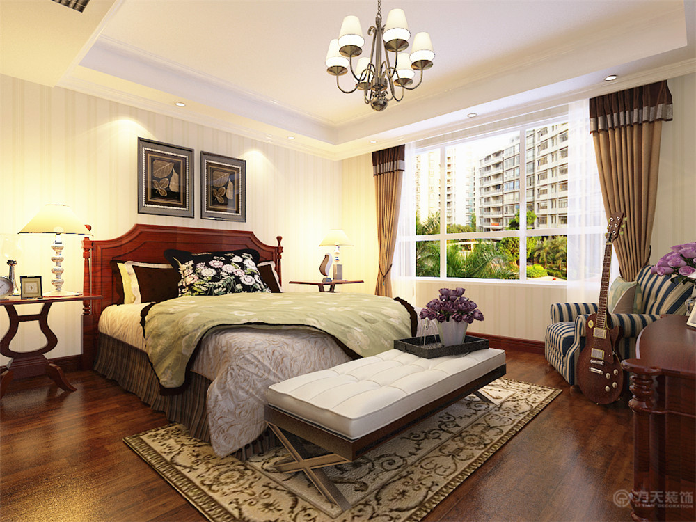 美式 四居 收纳 白领 80后 小资 卧室图片来自阳光力天装饰在华夏国际公寓-174㎡-美式的分享