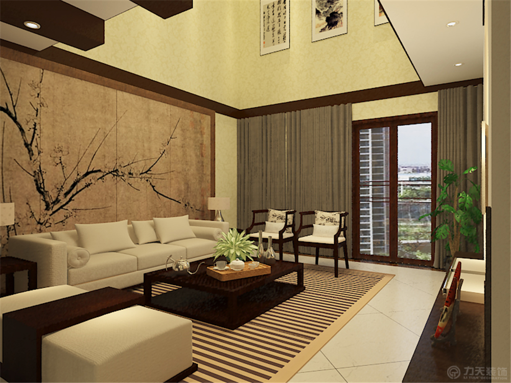 中式 别墅 白领 收纳 80后 小资 客厅图片来自阳光力天装饰在珑著-219㎡-中式风格的分享