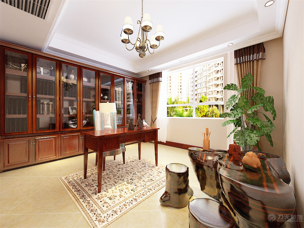 美式 四居 收纳 白领 80后 小资 书房图片来自阳光力天装饰在华夏国际公寓-174㎡-美式的分享