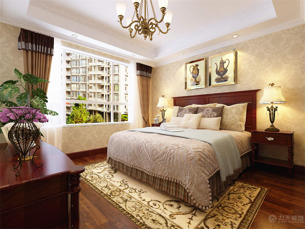 美式 四居 收纳 白领 80后 小资 卧室图片来自阳光力天装饰在华夏国际公寓-174㎡-美式的分享