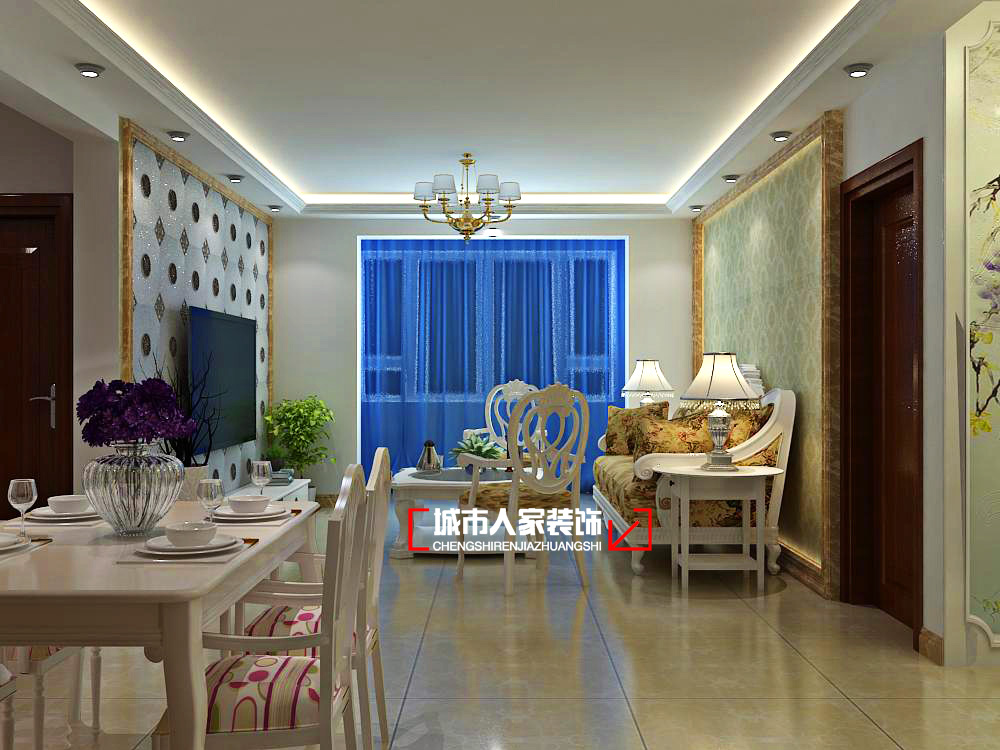 欧式 三居 客厅图片来自石家庄装修装饰设计公司在紫晶悦城5号楼123平简欧风格的分享