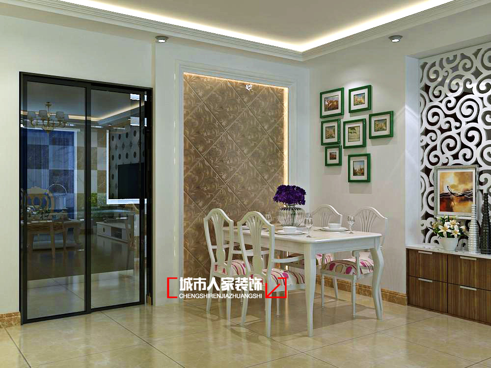 欧式 三居 餐厅图片来自石家庄装修装饰设计公司在紫晶悦城5号楼123平简欧风格的分享