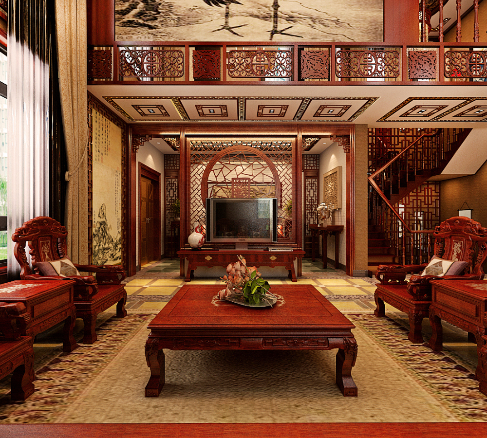 总包 软装、硬装 别墅 中式古典 客厅图片来自于平703在招商依云郡-400平中式风格的分享
