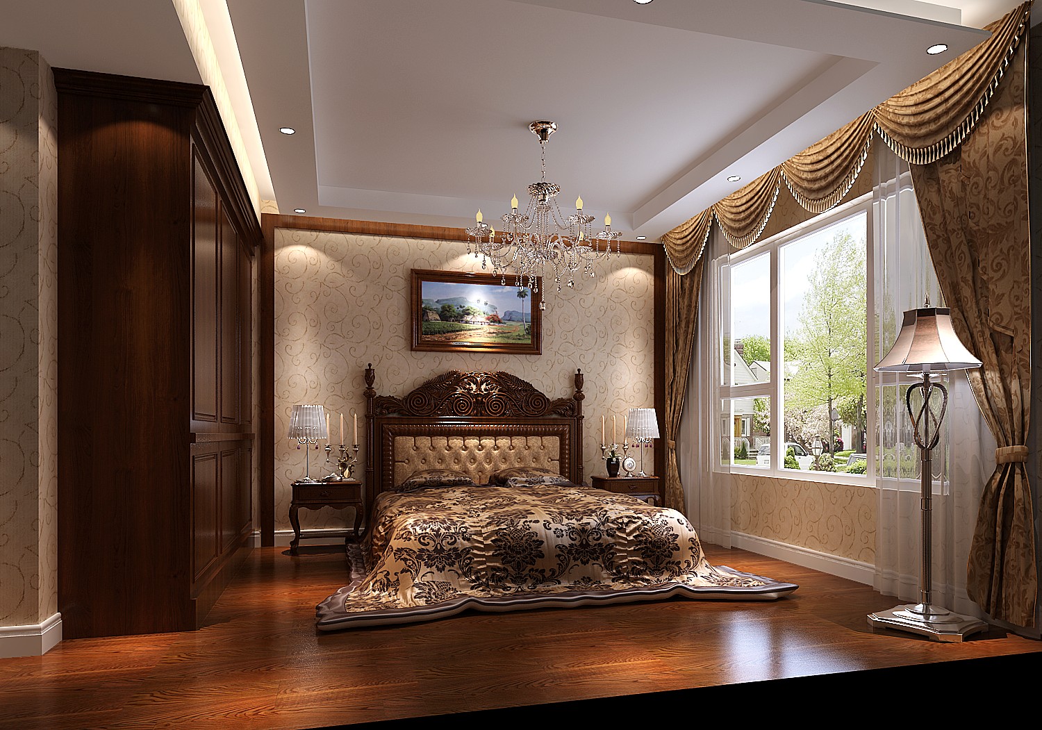 新中式 三居 收纳 80后 大平层 卧室图片来自高度国际装饰宋增会在东湖湾 175平新中式风格三居的分享