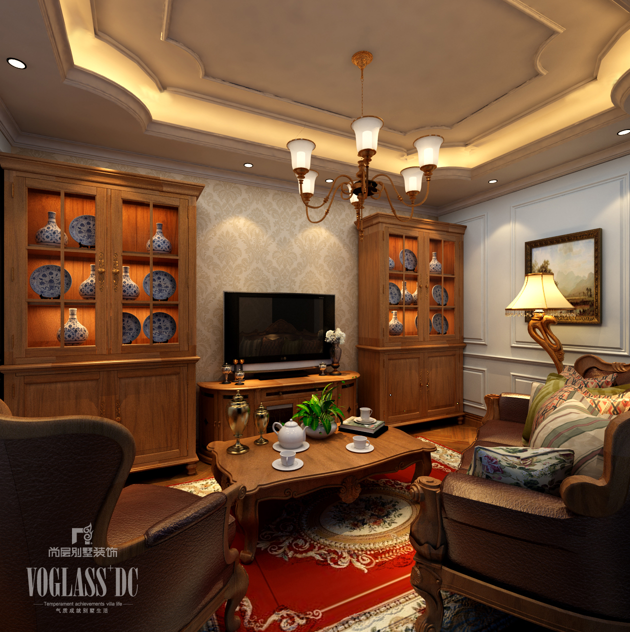 别墅 客厅图片来自天津尚层装修韩政在博雅苑美式风格设计的分享