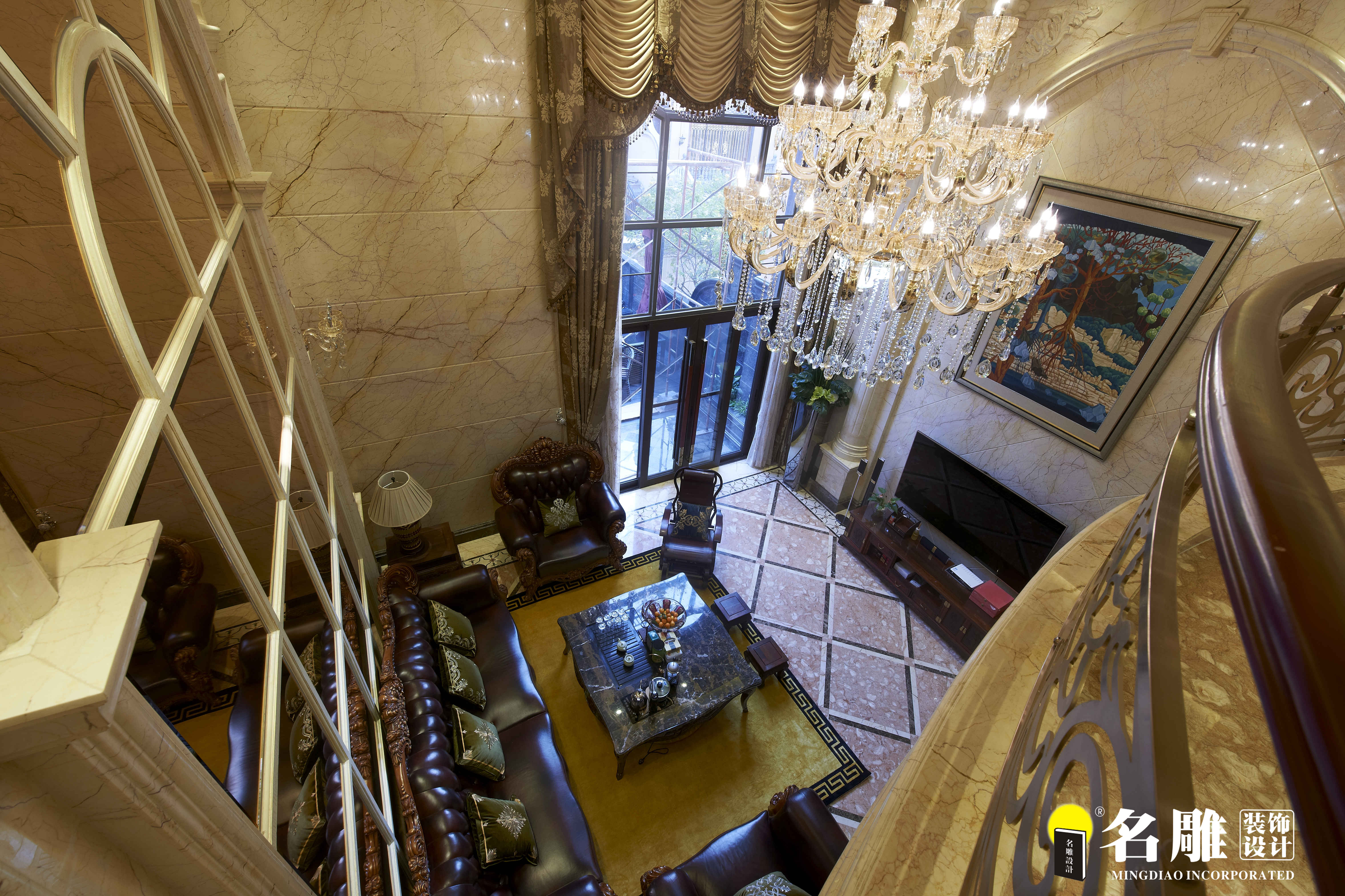 混搭 别墅 欧美奢华 古典中式 土豪 客厅 客厅图片来自名雕装饰设计在龙园意境华府的分享