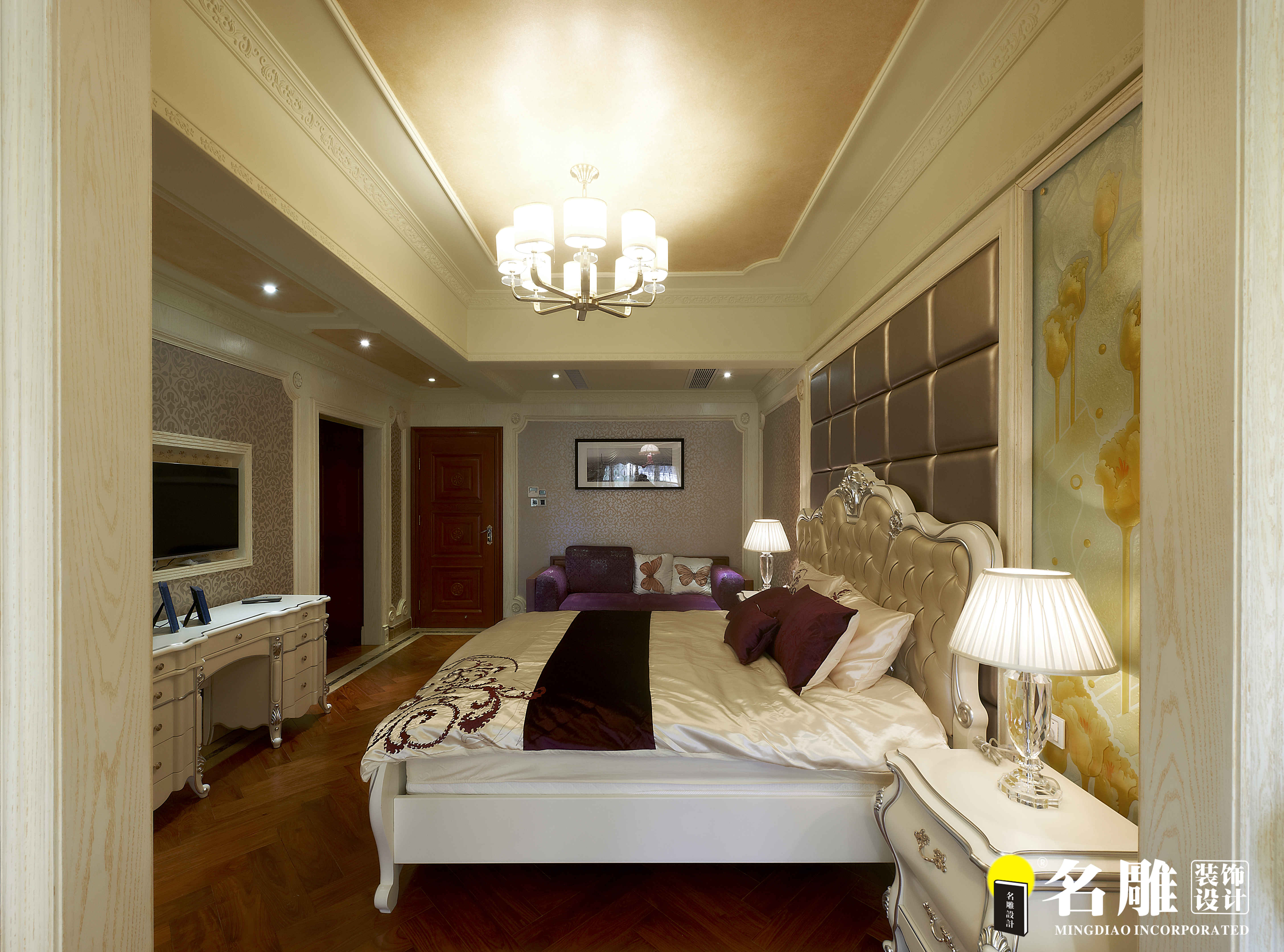 混搭 别墅 欧美奢华 古典中式 土豪 卧室 卧室图片来自名雕装饰设计在龙园意境华府的分享