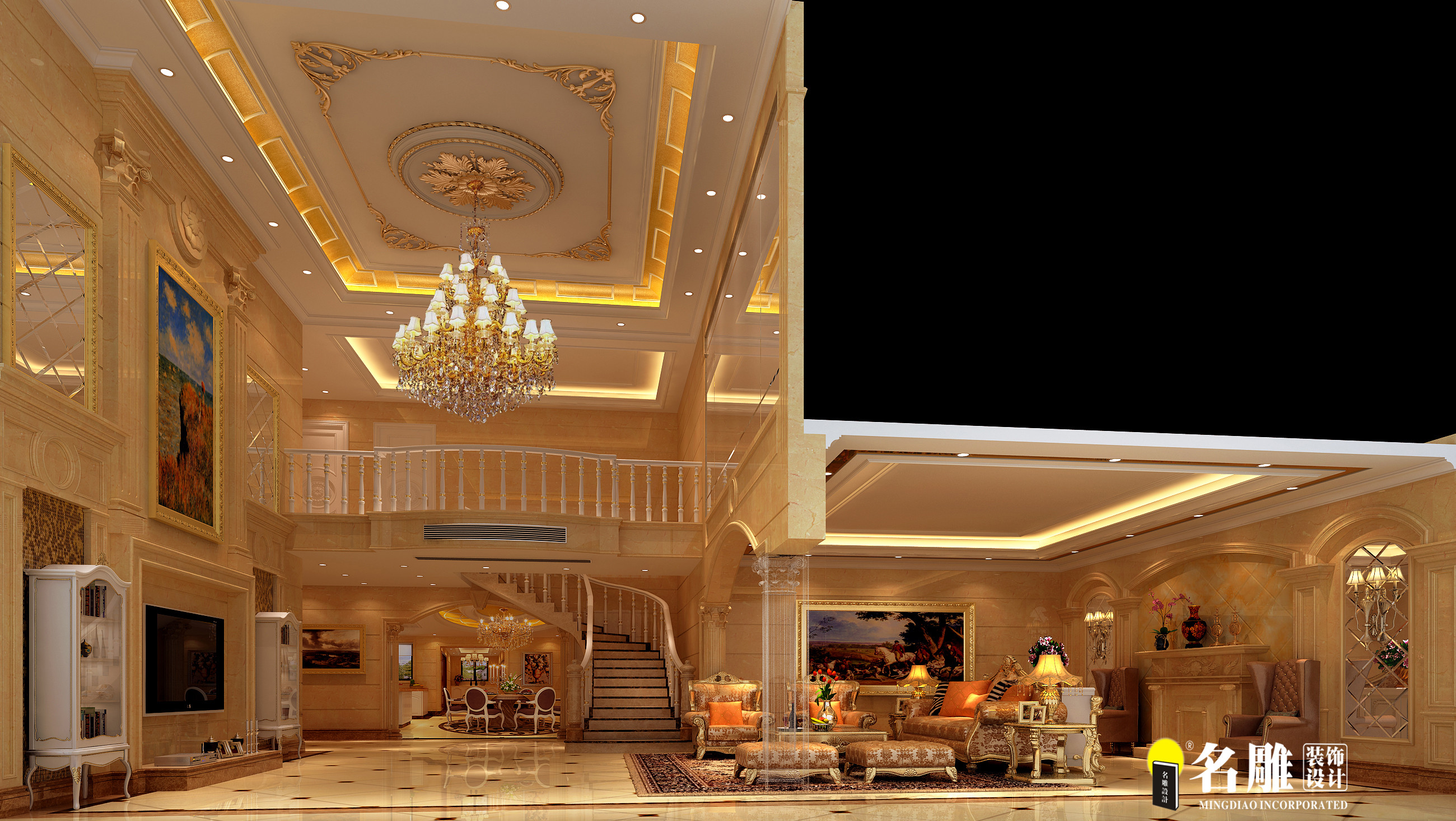 欧式 别墅 简洁明亮 庄重大气 客厅 客厅图片来自名雕装饰设计在金地天悦湾的分享