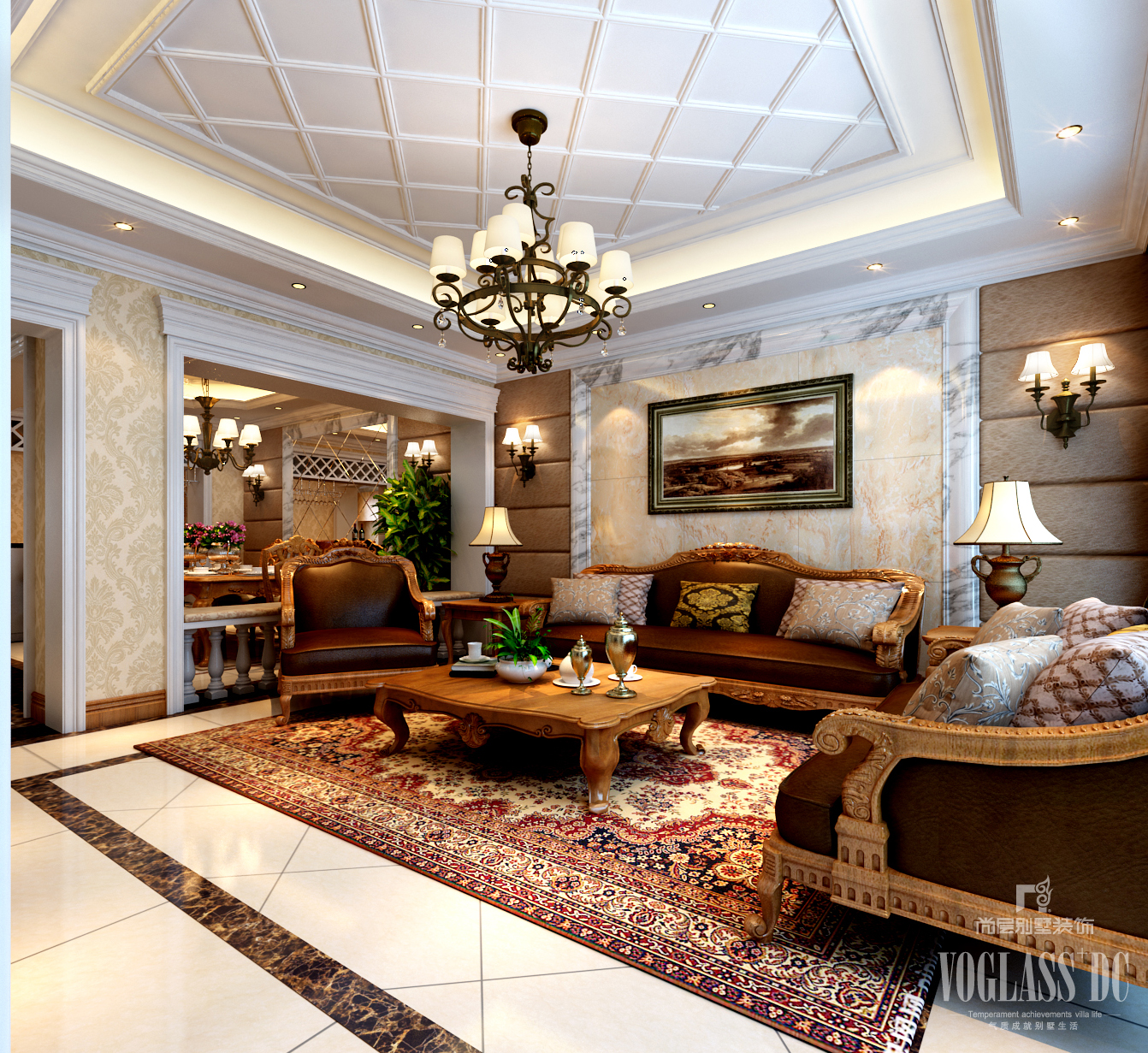 别墅 客厅图片来自天津尚层装修韩政在博雅苑美式风格设计的分享