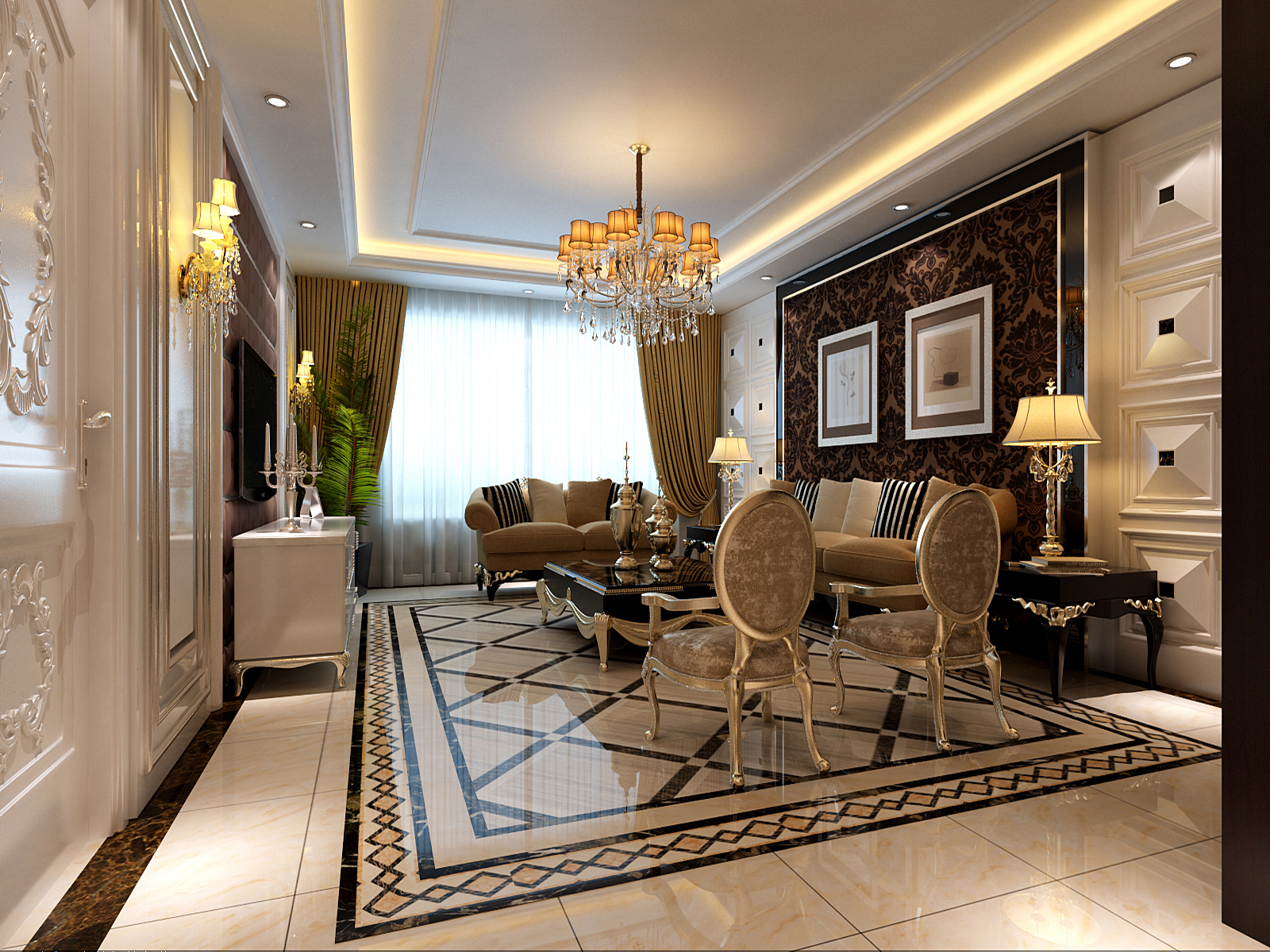 欧式 三居 白领 新古典 高上大 华悦城 奢华 客厅图片来自灿赫赫在135平打造奢华高上大的分享