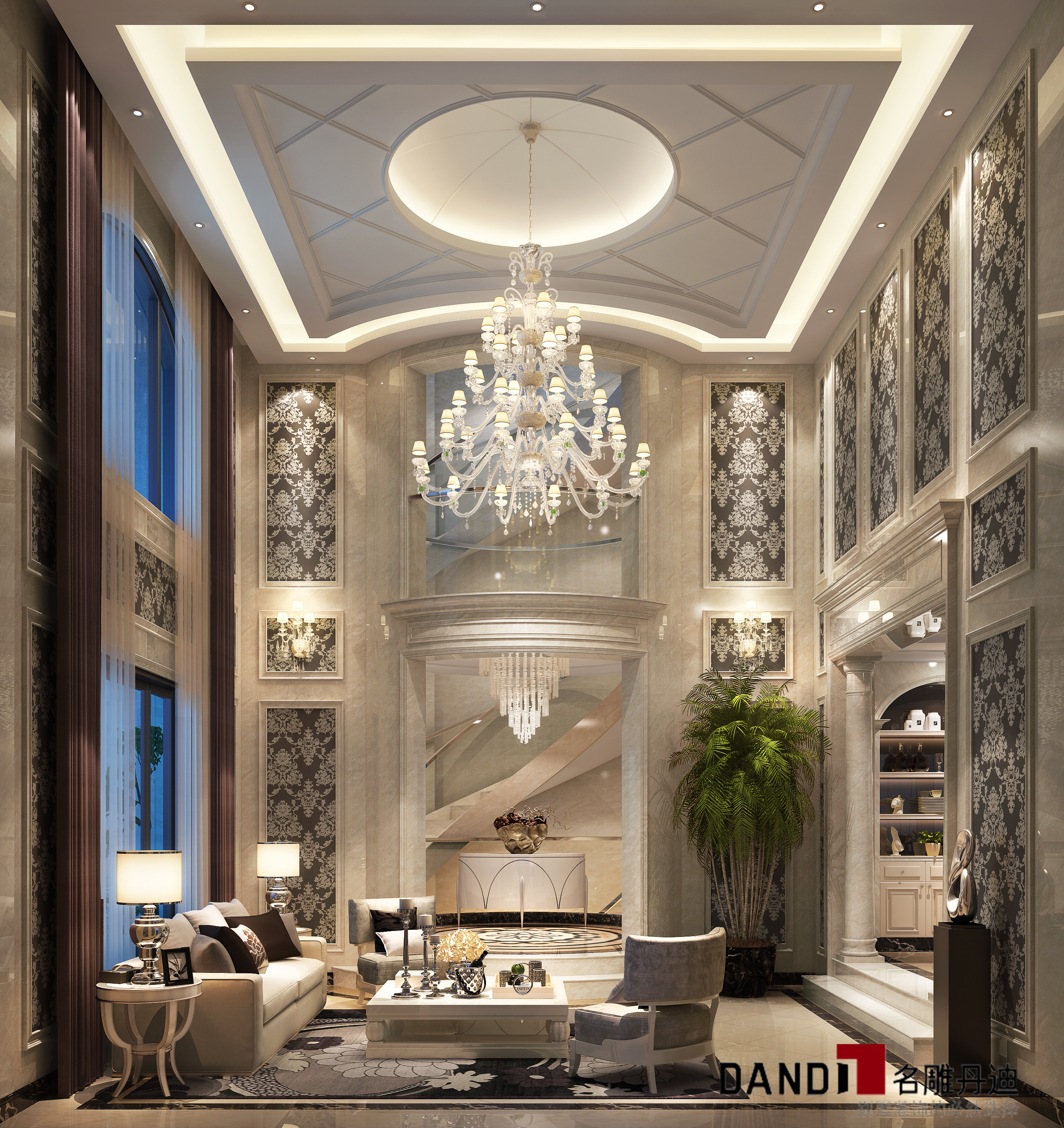 别墅 新古典 客厅 客厅图片来自名雕丹迪在塑新古典风情的分享