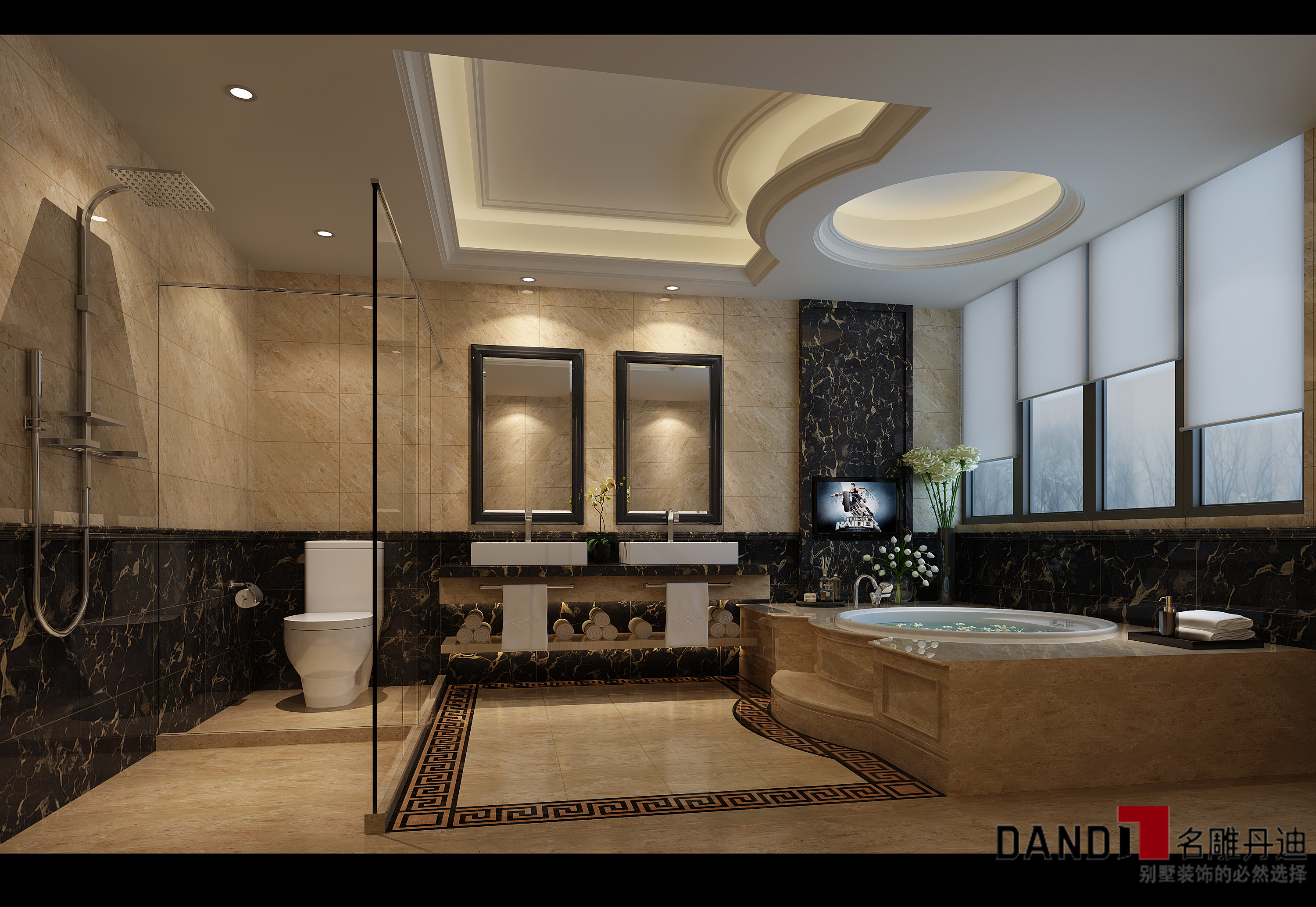 现代中式 别墅 个性温馨 浅色中式 卫生间 卫生间图片来自名雕丹迪在融会东方的分享