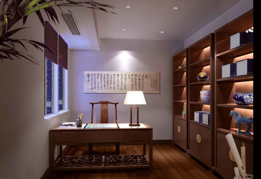 别墅 中式 奢华 成熟 稳重 书房图片来自于平703在境界梅江-中式-勾越的分享