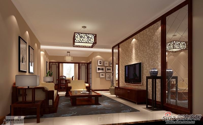 中式简约 客厅图片来自高度国际宋书培在太阳公元三居室装饰效果图的分享