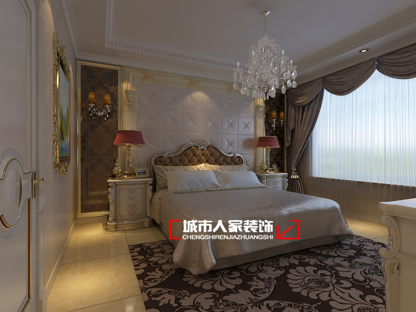 欧式 四居 卧室图片来自石家庄装修装饰设计公司在翰林怡园250平简欧装修效果图的分享