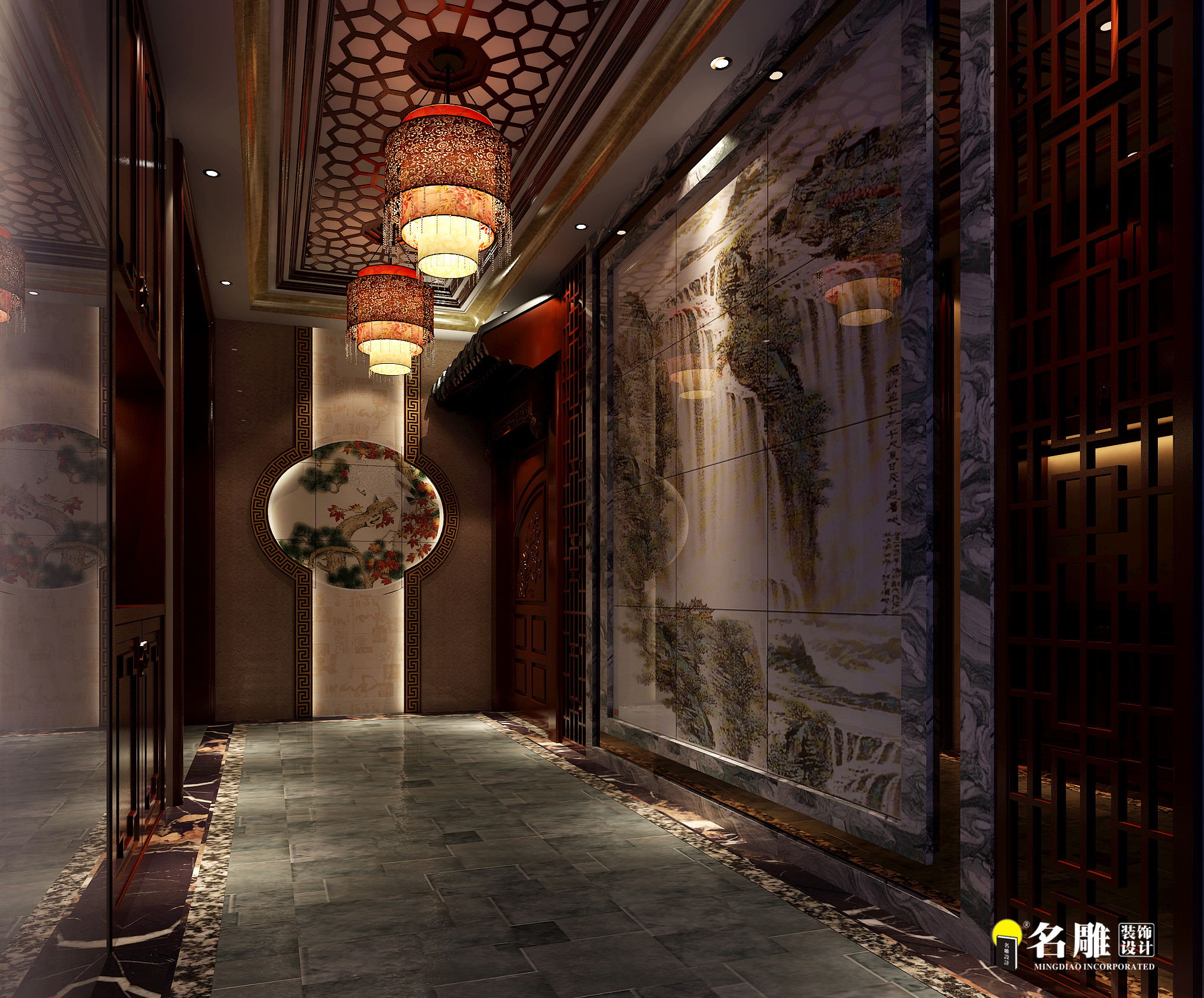 中式 四居 格调高雅 造型朴素 回归自然 走廊 其他图片来自广州名雕装饰在感知古典中式韵味的分享
