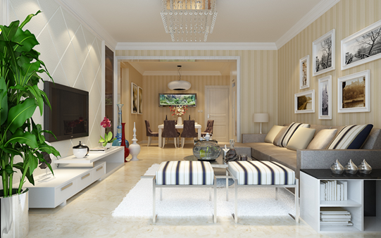 简约 三居 客厅图片来自石家庄装修装饰设计公司在星河御城137平米现代风格效果的分享