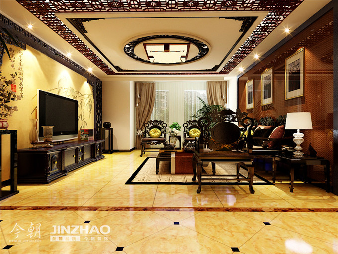 中式 四居室 今朝 设计 装修 客厅图片来自石家庄今朝装饰在想象国际216平打造中式古典风格的分享