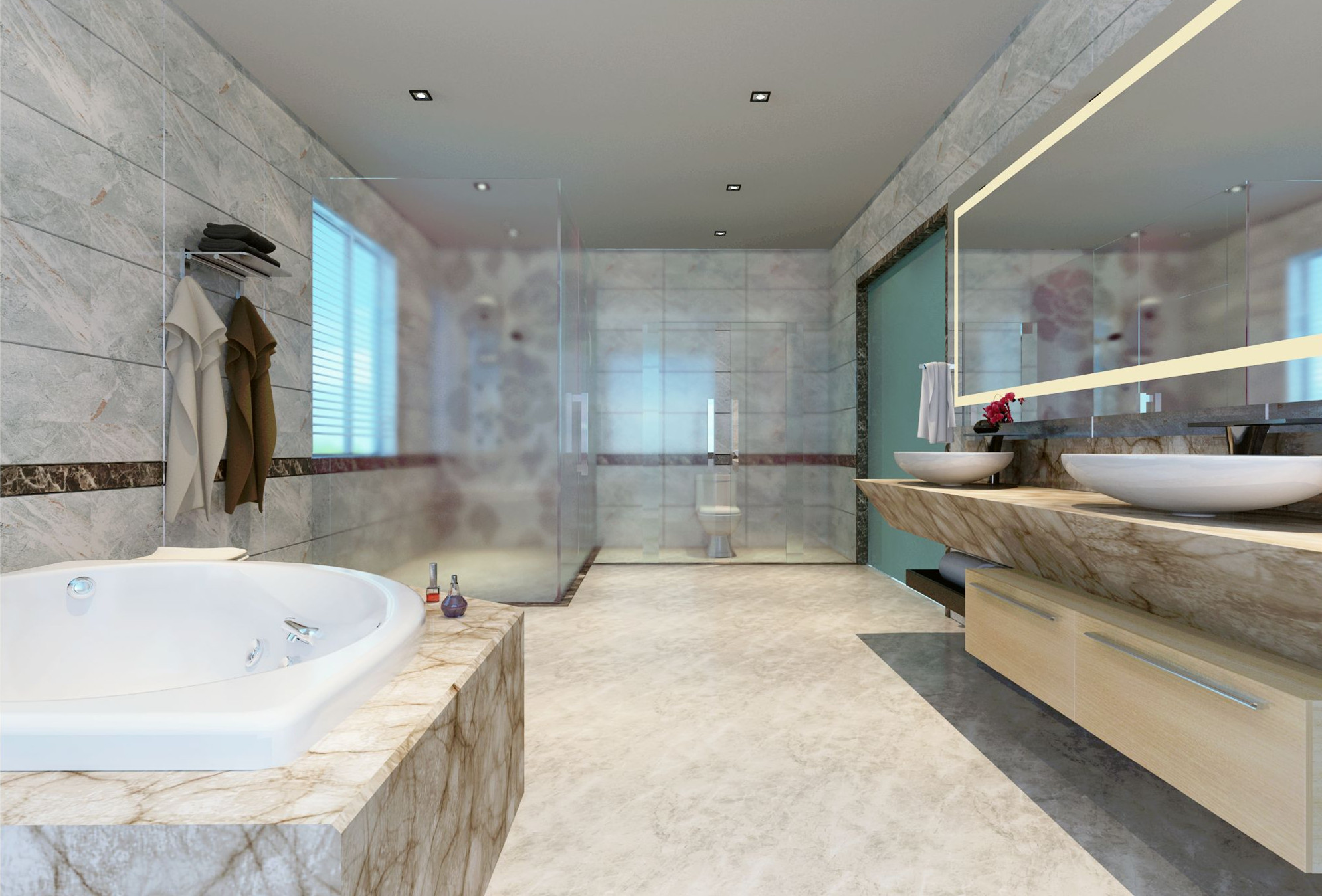 小资 80后 白领 别墅 卫生间图片来自威海筑雅空间设计在华润湾九里现代主义的分享