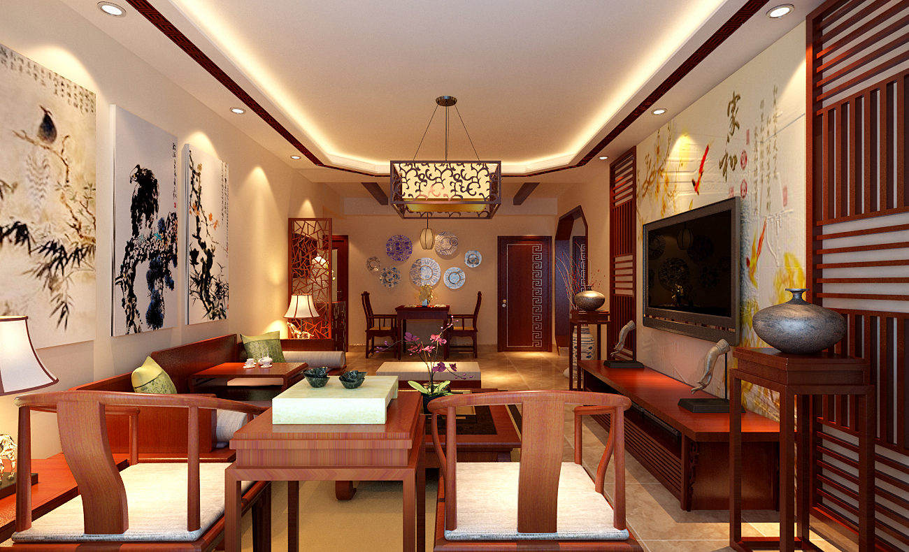简约 中式 三居 白领 收纳 80后 小资 客厅图片来自实创装饰百灵在中信城117平米中式风格三居室的分享