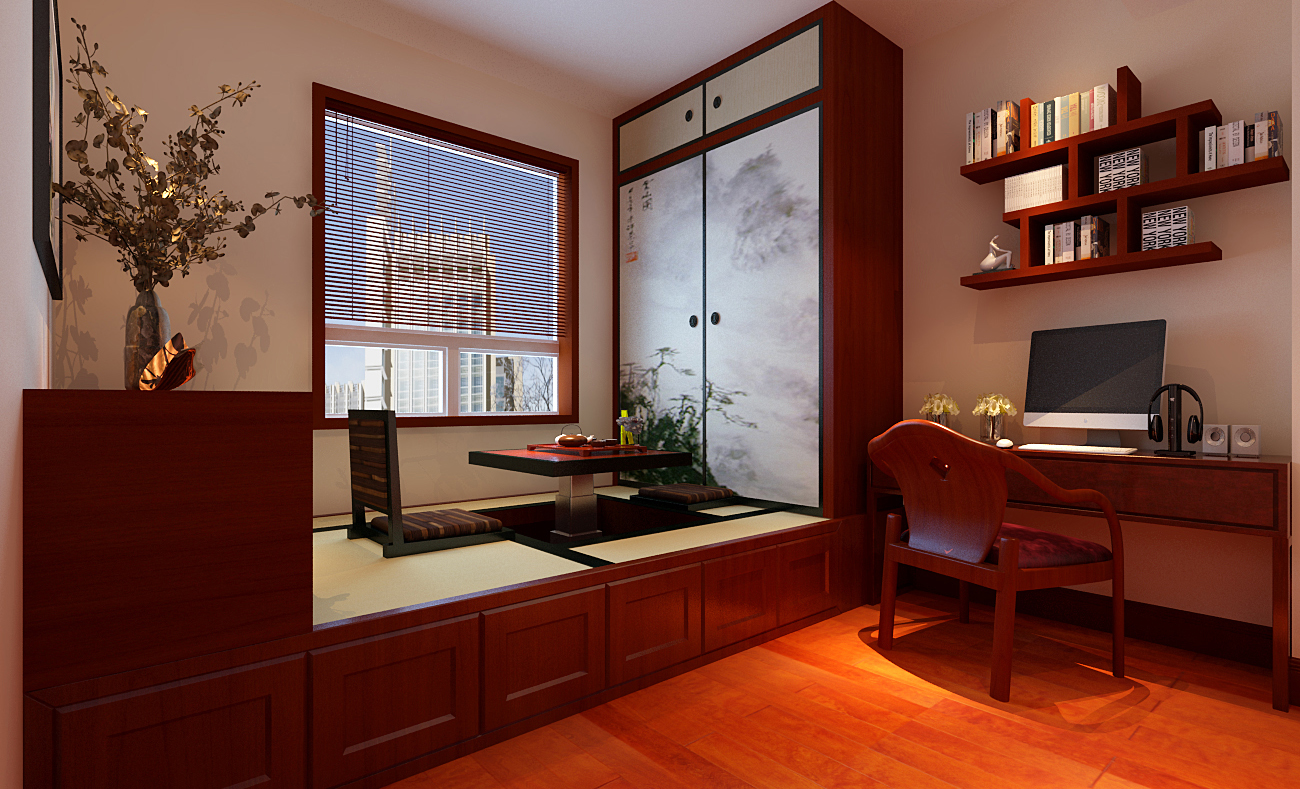 简约 中式 三居 白领 收纳 80后 小资 卧室图片来自实创装饰百灵在中信城117平米中式风格三居室的分享