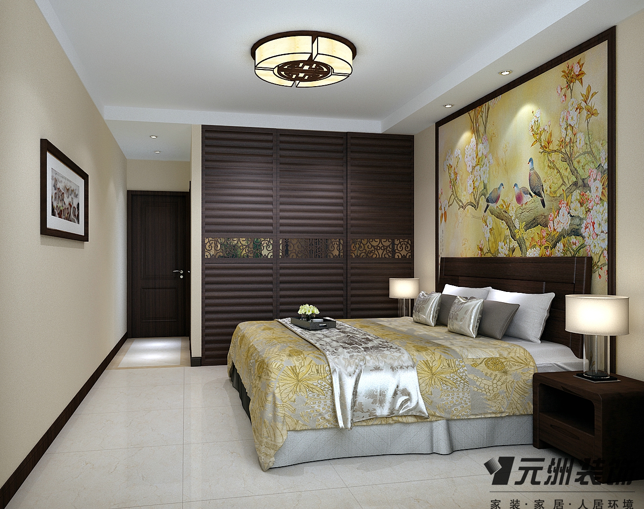 新中式风格 元洲装饰 国瑞城装修 卧室图片来自石家庄-小程在瑞城168平米新中式风格效果图的分享