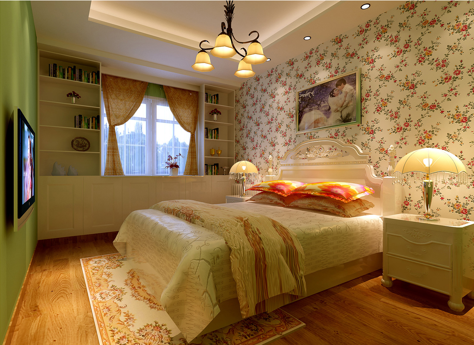 三居 客厅装修 卧室装修 天河装修 实创装饰 卧室图片来自广州-实创装饰在时尚现代简约结合欧式的复式的分享