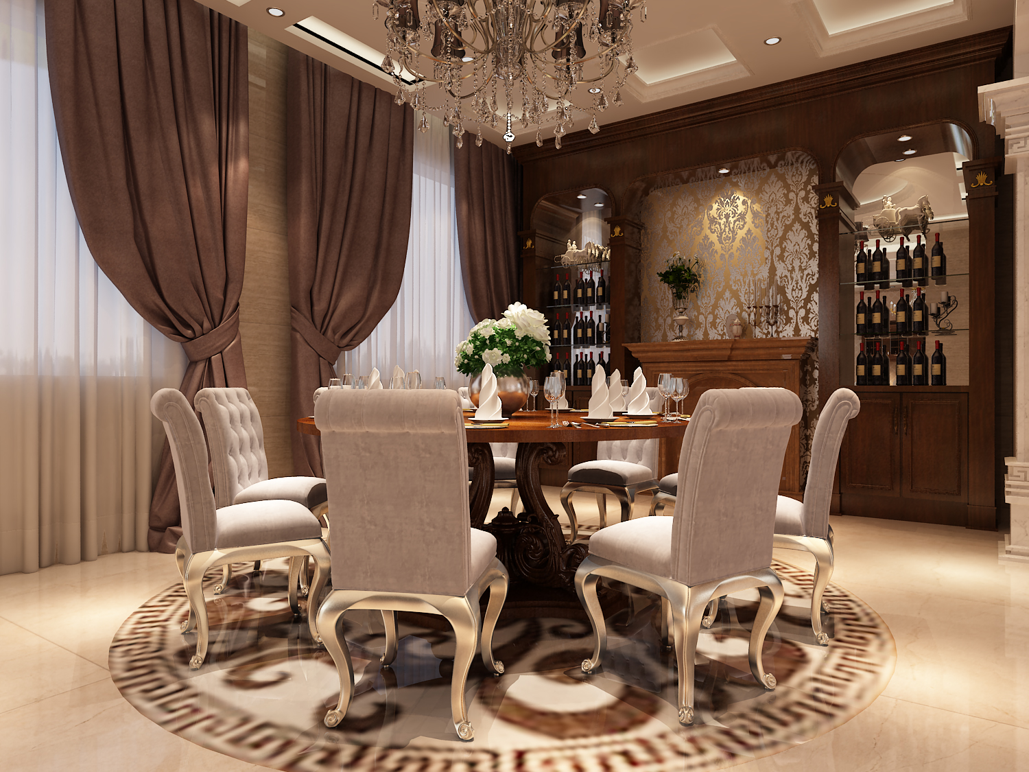别墅 豪华 自建房 欧式 餐厅图片来自昆明九创装饰温舒德在超级豪华大别墅，有钱就是任性的分享