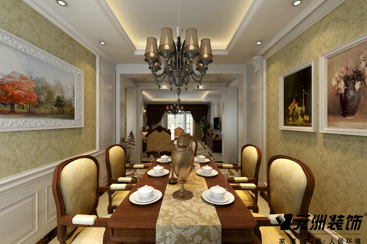 欧式 紫晶悦城 239平欧式 餐厅图片来自石家庄-小程在紫晶悦城239平简欧式风格效果图的分享