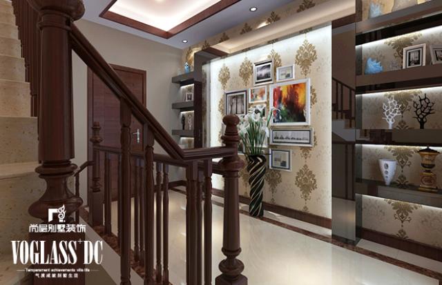 别墅 新中式 楼梯图片来自天津尚层装饰张倩在新中式别墅装修的分享