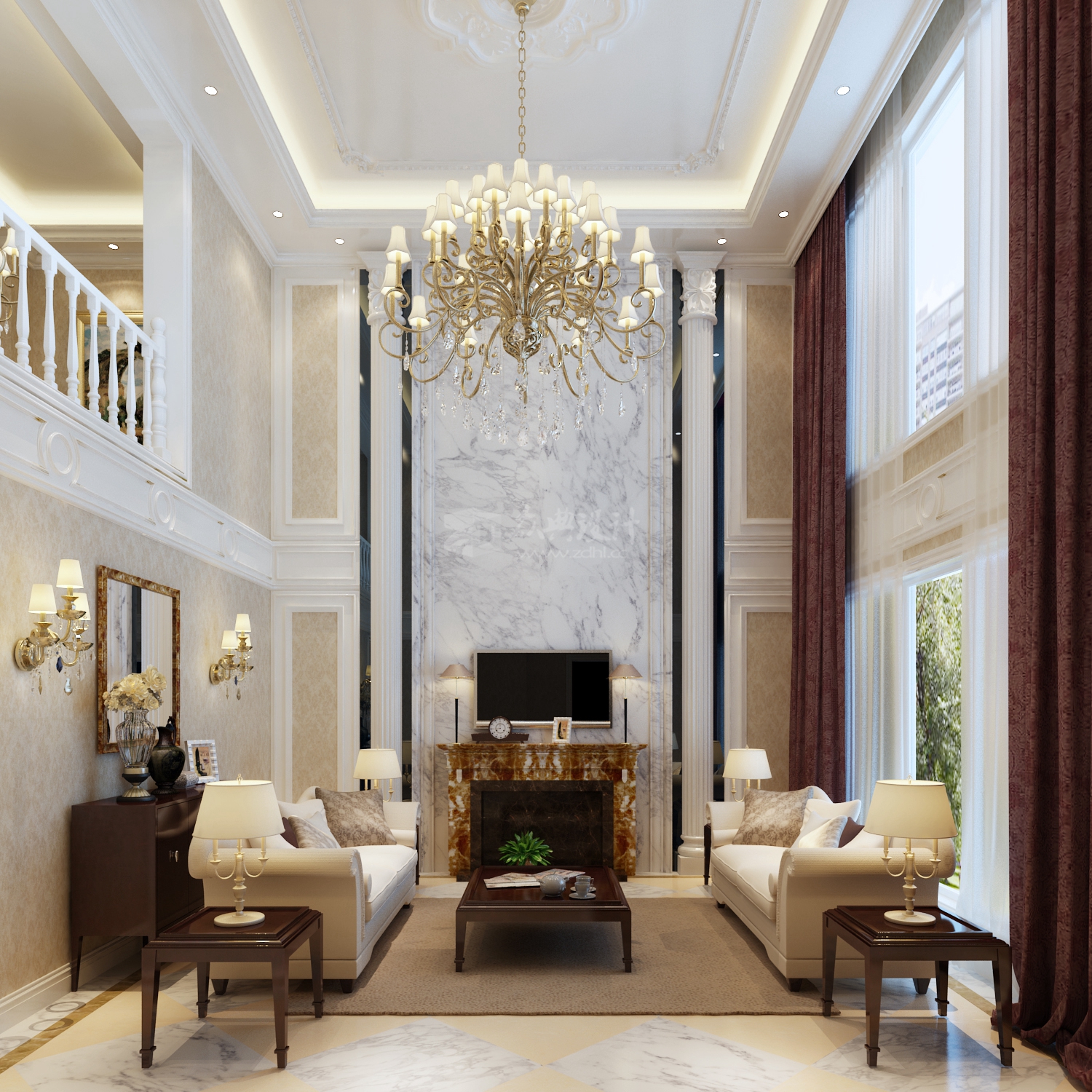 客厅图片来自众典装饰在华夏铂宫别墅设计的分享