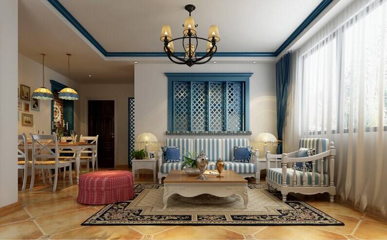 客厅图片来自郑州实创装饰-黄玲在90平方圆创世地中海风格装修方案的分享