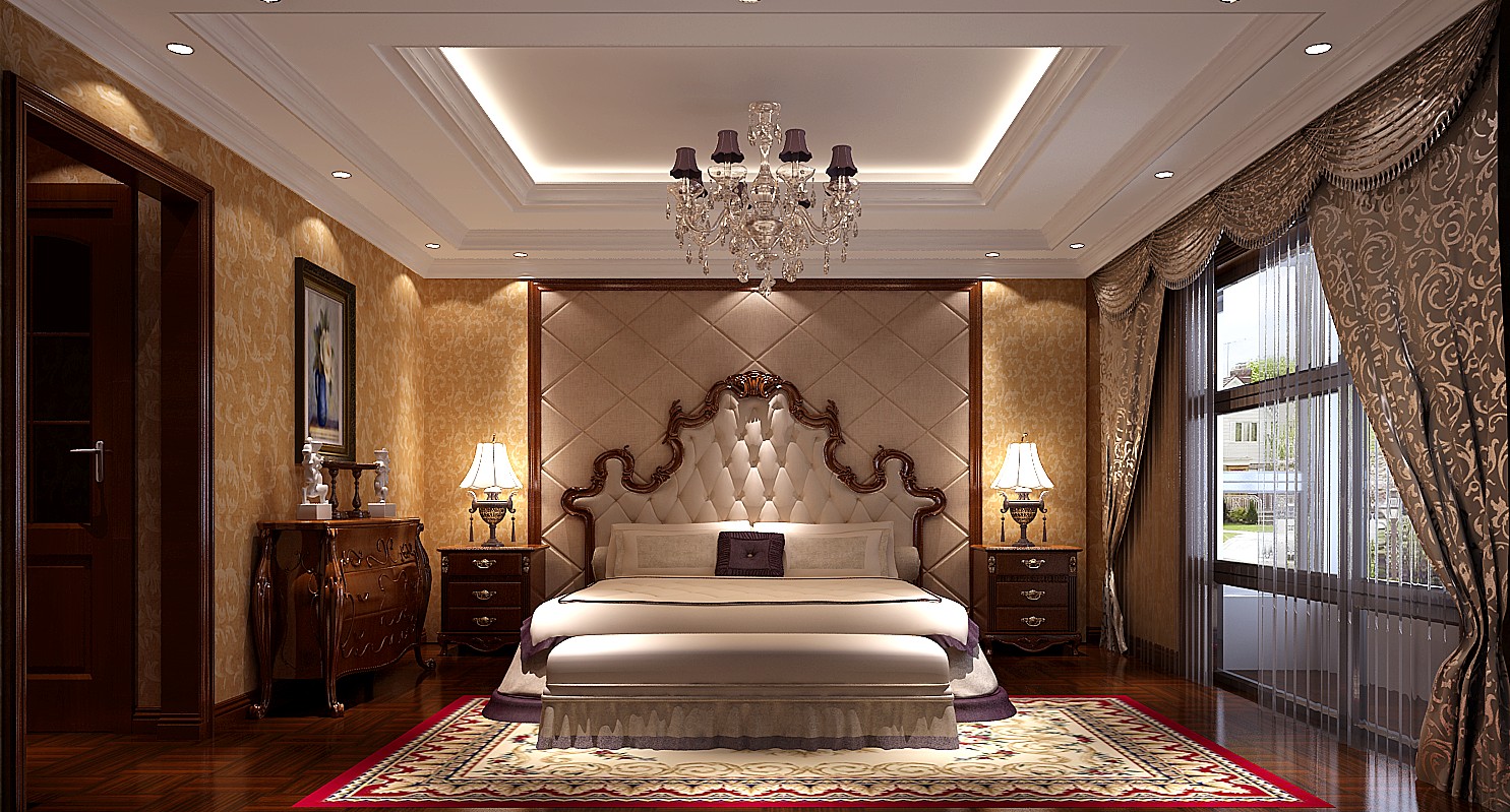 欧式 新古典 三居 80后 装修效果图 卧室图片来自高度国际装饰宋增会在东湖湾215平欧式新古典风格的分享
