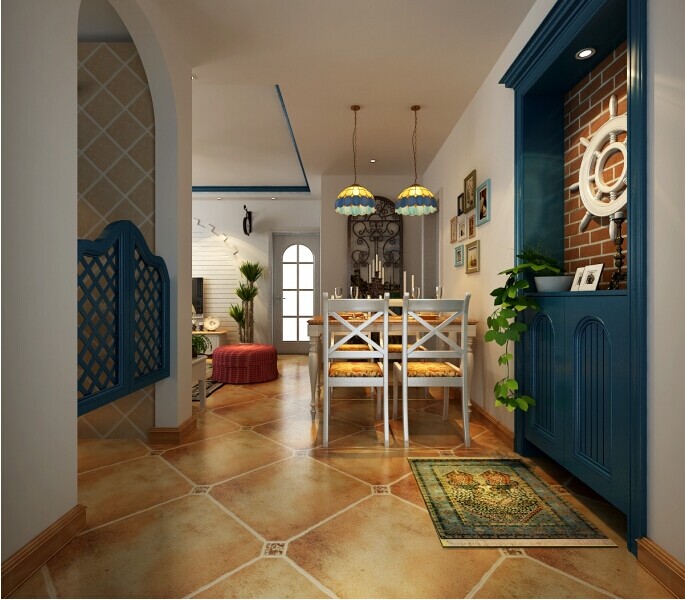 餐厅图片来自郑州实创装饰-黄玲在90平方圆创世地中海风格装修方案的分享