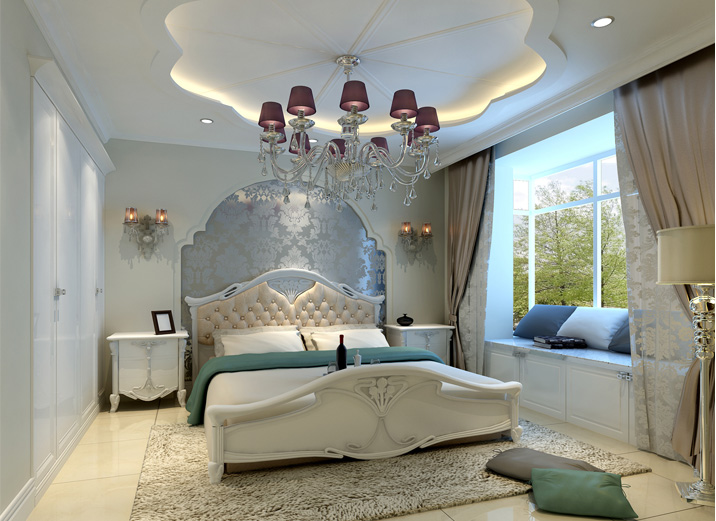 三居 三室两厅 简约欧式 简欧 卧室图片来自实创装饰集团广州公司在富城华府的分享