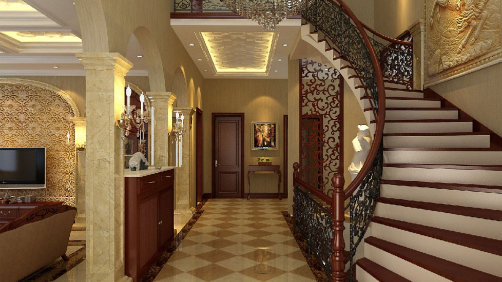 西山华府 别墅 楼梯图片来自凌军在西山华府246㎡  欧式古典的分享