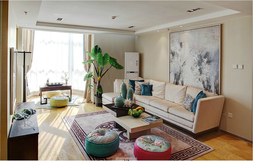 明天华城 三室 现代 田园 133 客厅图片来自上海实创-装修设计效果图在133平现代田园装修设计的分享