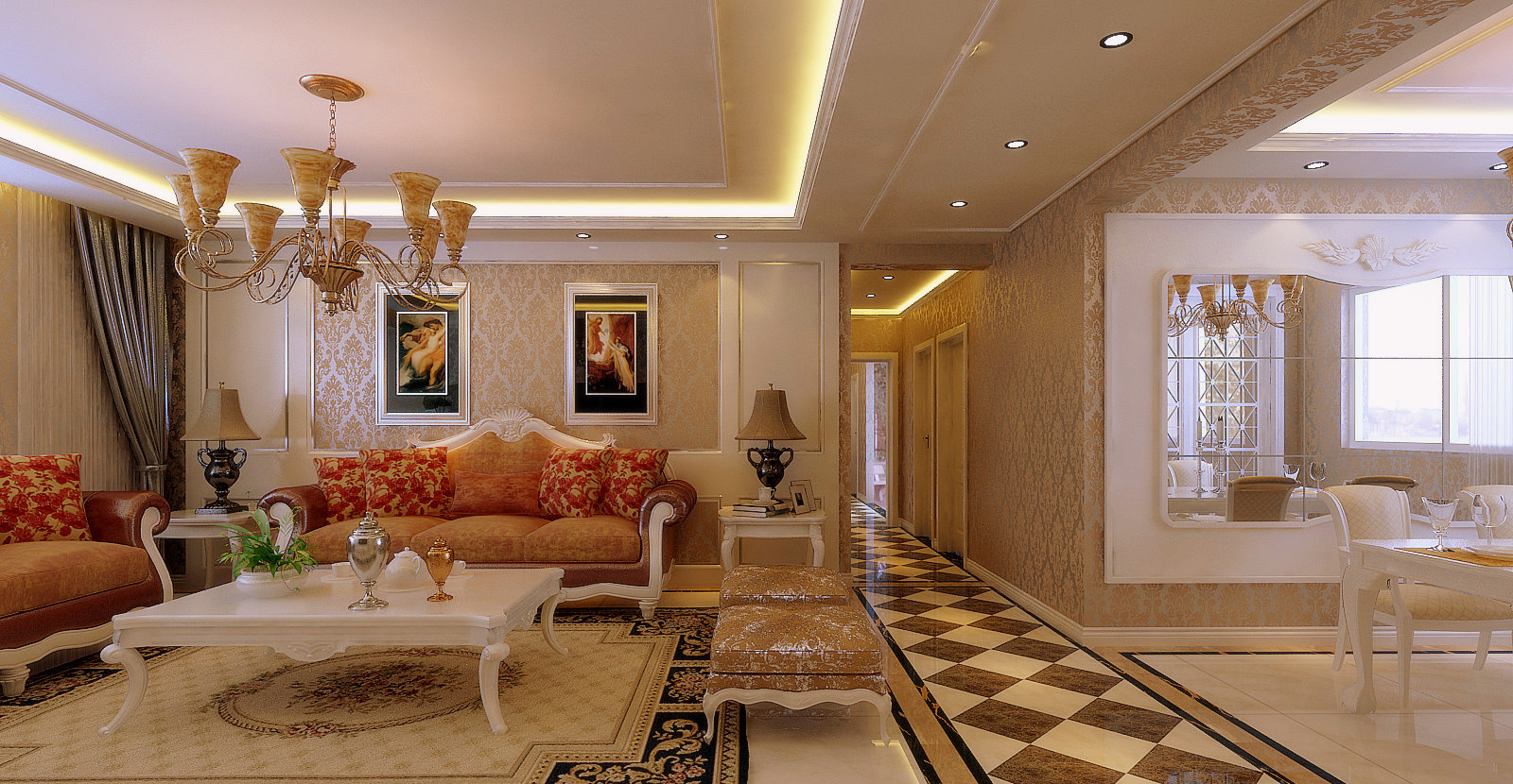 欧式 三居 中海明珠 客厅 客厅图片来自方林装饰在中海明珠165平欧式风格的分享