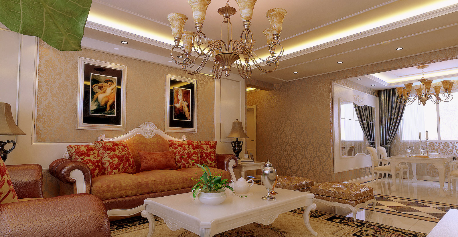 欧式 三居 中海明珠 沙发 客厅图片来自方林装饰在中海明珠165平欧式风格的分享