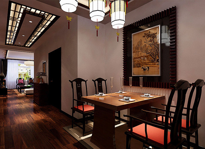 中式 三居 白领 收纳 80后 小资 餐厅图片来自天津实创装饰集团l在远洋风景140平现代中式三居室的分享