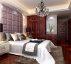 卧室实景图

设计说明：卧室作为休憩的空间，色彩上采用的是温馨系列。皮质床背景墙与床头柜相得益彰，一种富贵、大气的品质生活映入眼帘。