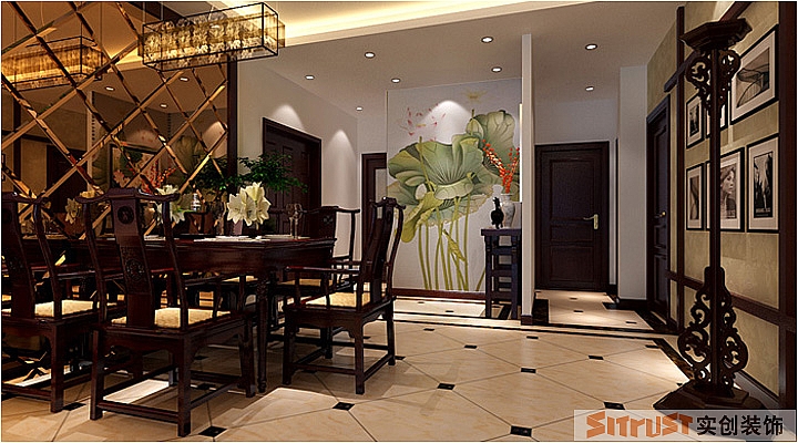 中式 三居 白领 收纳 80后 小资 餐厅图片来自天津实创装饰集团l在中式风格特选150平展现完美的分享