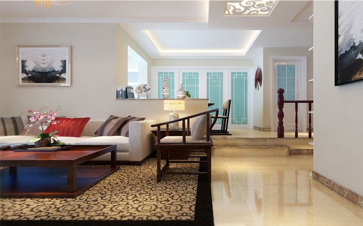 客厅图片来自大宅别墅装修设计在三室两厅￥9万感受典雅中国风的分享