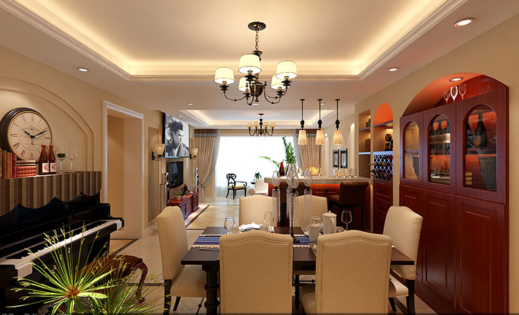 三居 别墅 餐厅图片来自大宅别墅装修设计在珠江绿洲165㎡美式新家园的分享
