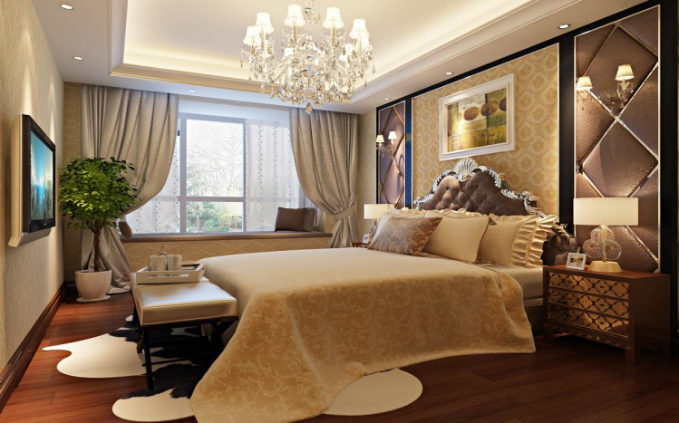 简约 欧式 三居 别墅 卧室图片来自大宅别墅装修设计在翠提春晓137㎡三居室简欧风格的分享