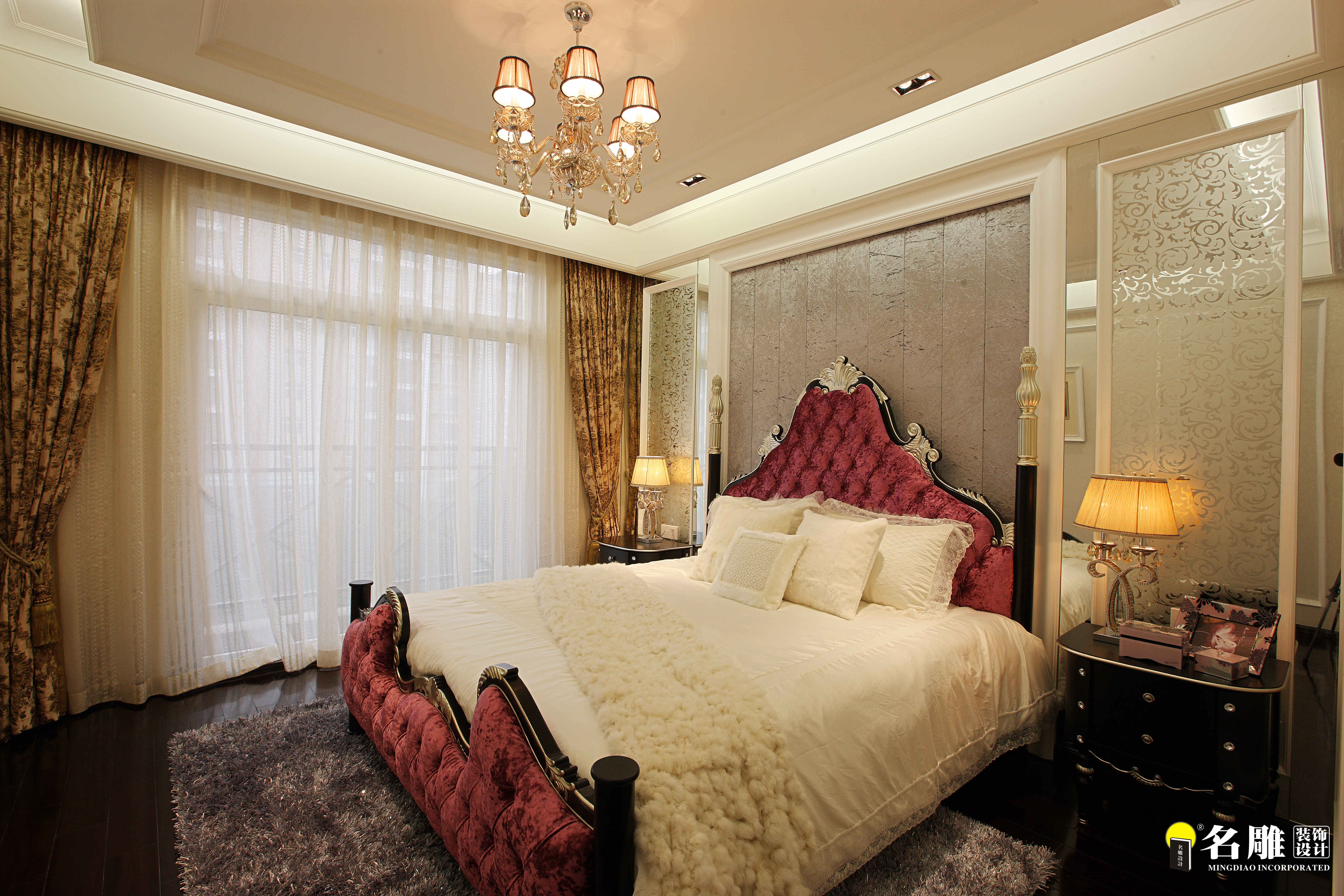 欧式四居室湘江豪庭豪宅设计简欧风格低调奢华卧室装修效果图片