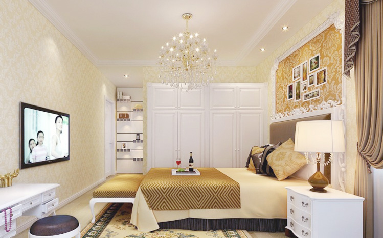 欧式 二居 小资 80后 白领 卧室图片来自大宅别墅装修设计在天海誉天下96㎡ 简约欧式的分享